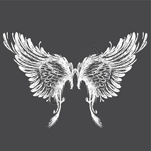 中世纪的武器手画翅膀矢量插图插画