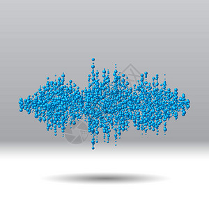 由混乱的分散蓝球组成的声波形图片