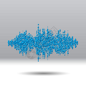 由混乱的分散蓝球组成的声波形图片