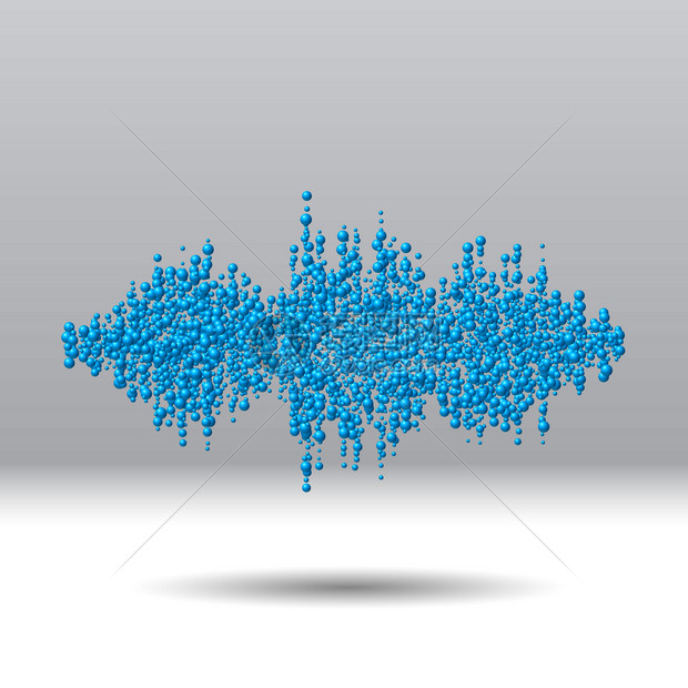 由混乱的分散蓝球组成的声波形图片