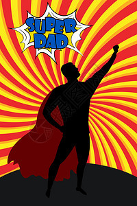 以英雄服饰为背景的双影漫画人以英雄服饰为背景的超级父亲文本以漫画风格的超级父亲文本图片