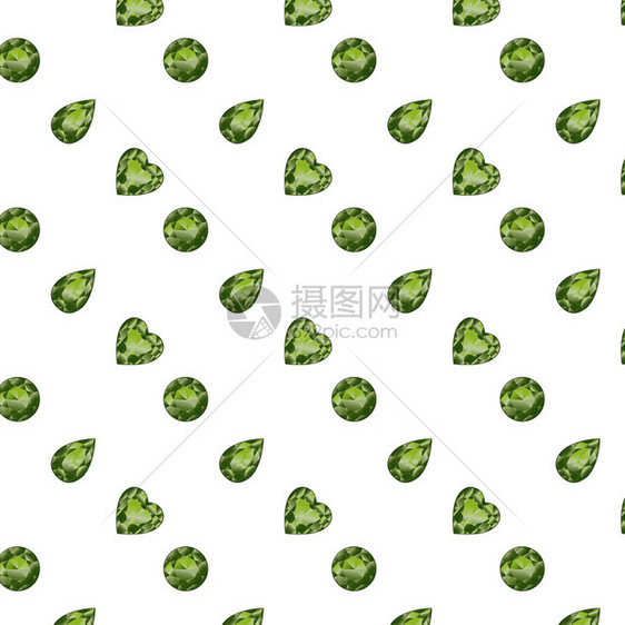 绿色圆形心形宝石无缝图案矢量设计背景图片