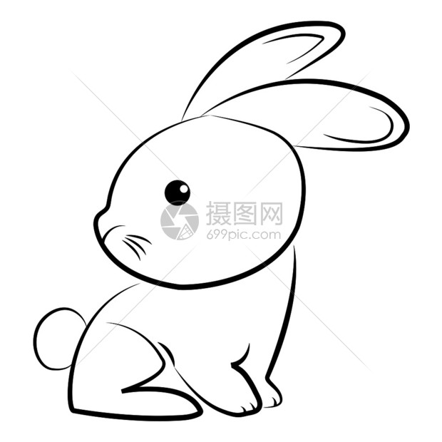 黑白线稿兔子