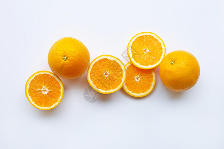白色背景的新鲜橙柑橘水果复制空间图片