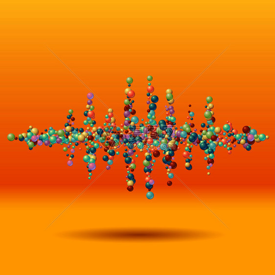 由杂乱分散的多彩球组成声波形状图片
