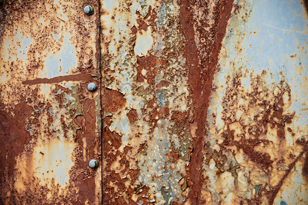 grune纹理旧的生锈金属表面涂有蓝色料粉片和破碎纹理有接缝和图片