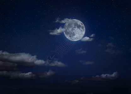 月亮和夜云光背景深蓝色图片