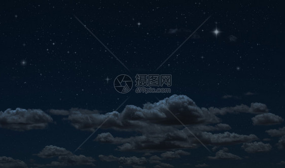 漆黑夜幕下的星云图片