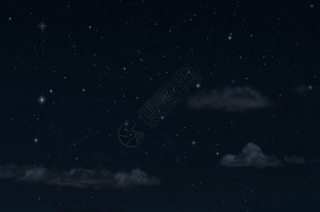 漆黑夜幕下的星云图片