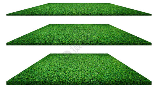 在白色背景上隔离的草质用于高尔夫球场足或体育概念设计人工绿草图片