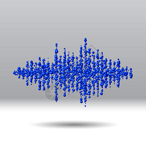 由混乱的分散蓝球组成声波形图片