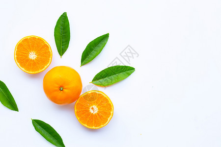 白色背景的新鲜柑橘水果复制空间图片