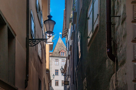 2013年9月8日苏黎世瑞士苏黎世旧城Altsad地区的多彩美丽古老建筑图片