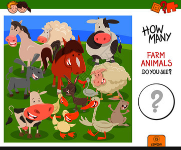 可爱农场动物计数活动游戏插图图片
