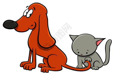 卡通可爱的狗和猫图片素材