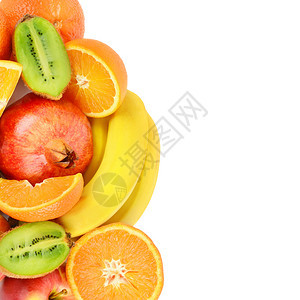 白色背景的一组水果健康的食物免费文字空间图片