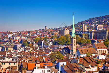 苏黎世屋顶和城市景色中央瑞士图片