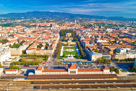 萨格勒布具有历史意义的城市中心空观察著名的克罗提亚首都地标图片