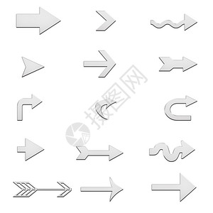 在白背景上设置金属箭头银号用于网站设计标识应用程序ui的铬箭头符号图片