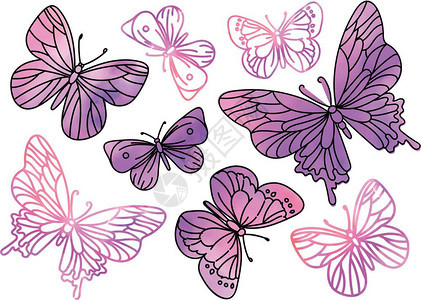 卡通蝴蝶矢量元素背景图片