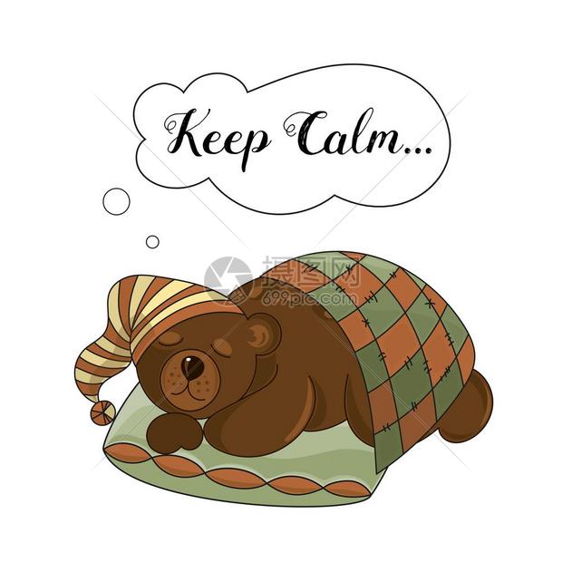 卡通睡眠中的熊矢量插图