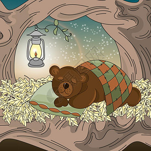 梦中的婚礼钢琴简谱卡通睡眠中的熊矢量插图插画