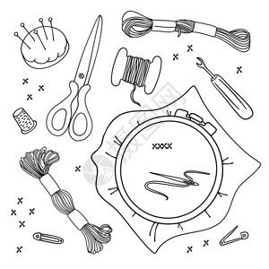 刺绣工具缝用品病媒插图集图片