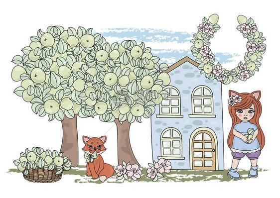 狐童话故事动物花园卡通漫画插图集图片