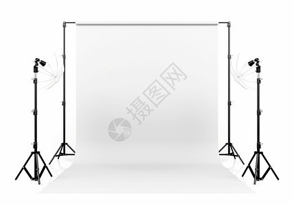 摄影棚灯光安装白色背景3D图片
