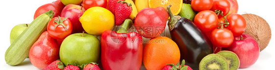 在白色背景中隔离的水果和蔬菜杂类图片