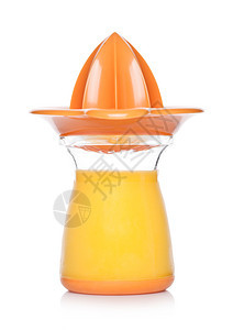 新鲜橙汁白底色的塑料果汁罐图片