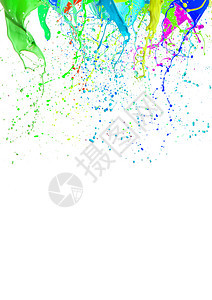 彩色的液体涂料在白色背景上喷洒不同颜色图片
