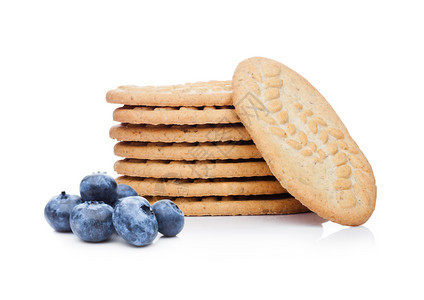 白色背景的蓝莓饼干图片