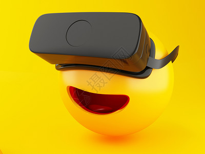 3d插图带有虚拟现实眼镜的emoji图标社交媒体和技术概念图片