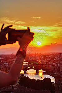 著名的天桥日落时速的维奇奥佛罗伦萨托斯卡尼意大利图片