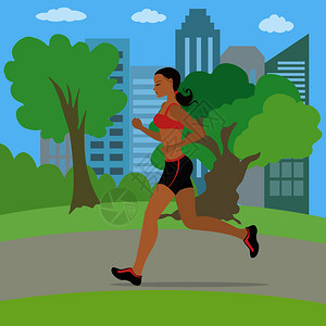 卡通矢量健身跑步插图图片