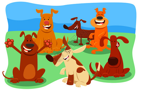 狗猪卡通可爱的狗插画