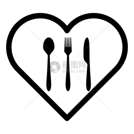 餐具和心脏图片