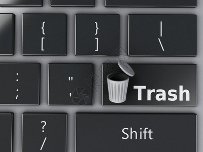 计算机键盘上的垃圾桶删除概念3d插图图片