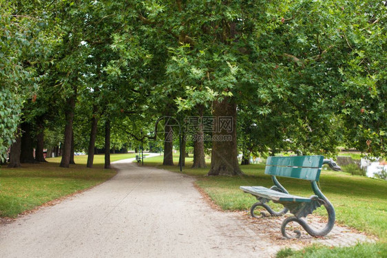 比利时橡树下的公园木制长凳橡树下的公园木制长凳图片