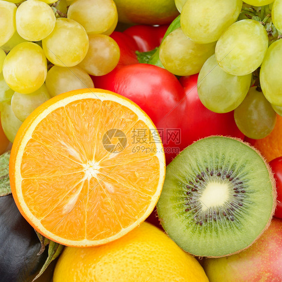 一套蔬菜和水果的美丽背景有机健康食品图片