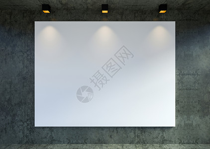 模拟现代阁楼画廊的空布海报框图片