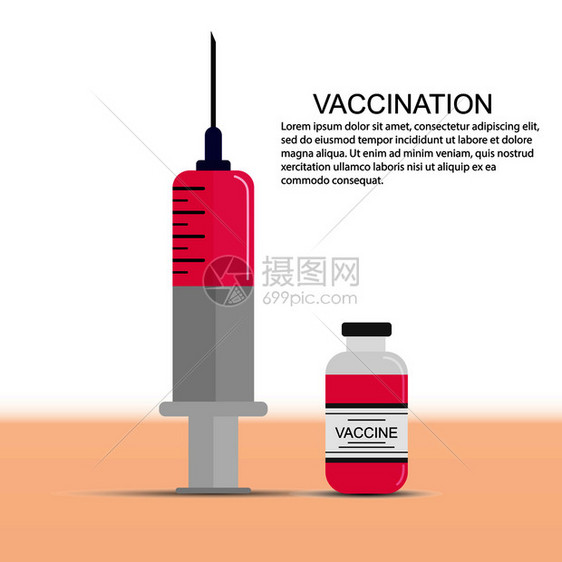 医疗注射器和疫苗瓶简单设计图片