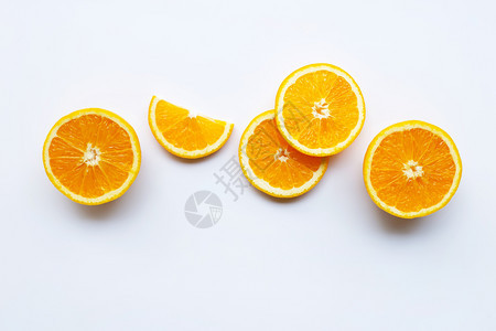 白色背景上孤立的新鲜橙色柑橘水果图片