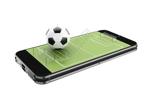 3d插图智能手机橄榄球场黄色背景在线足球赌注体育博概念图片