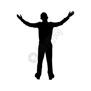 男人举起手简单平板设计图片