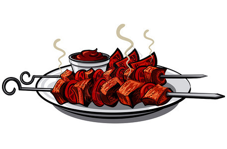 卡通烤肉串图片