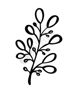 结婚请帖邀请语黑白手绘卡通植物树叶插画