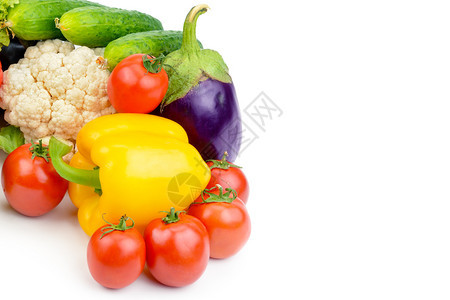白背景的水果和蔬菜健康食品免费文字空间图片