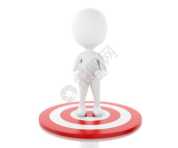 小箭头红色目标的白人成功生意孤立白人背景3d铸造者插图背景